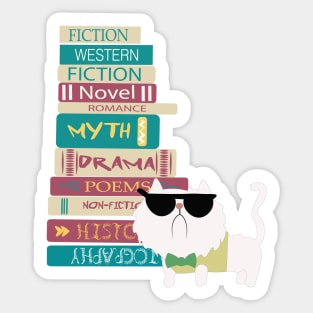 BOOKS AND CAT Sticker